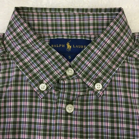 Ralph Lauren Boy Check Button Down Shirt Size 5 - Picture 3 of 8